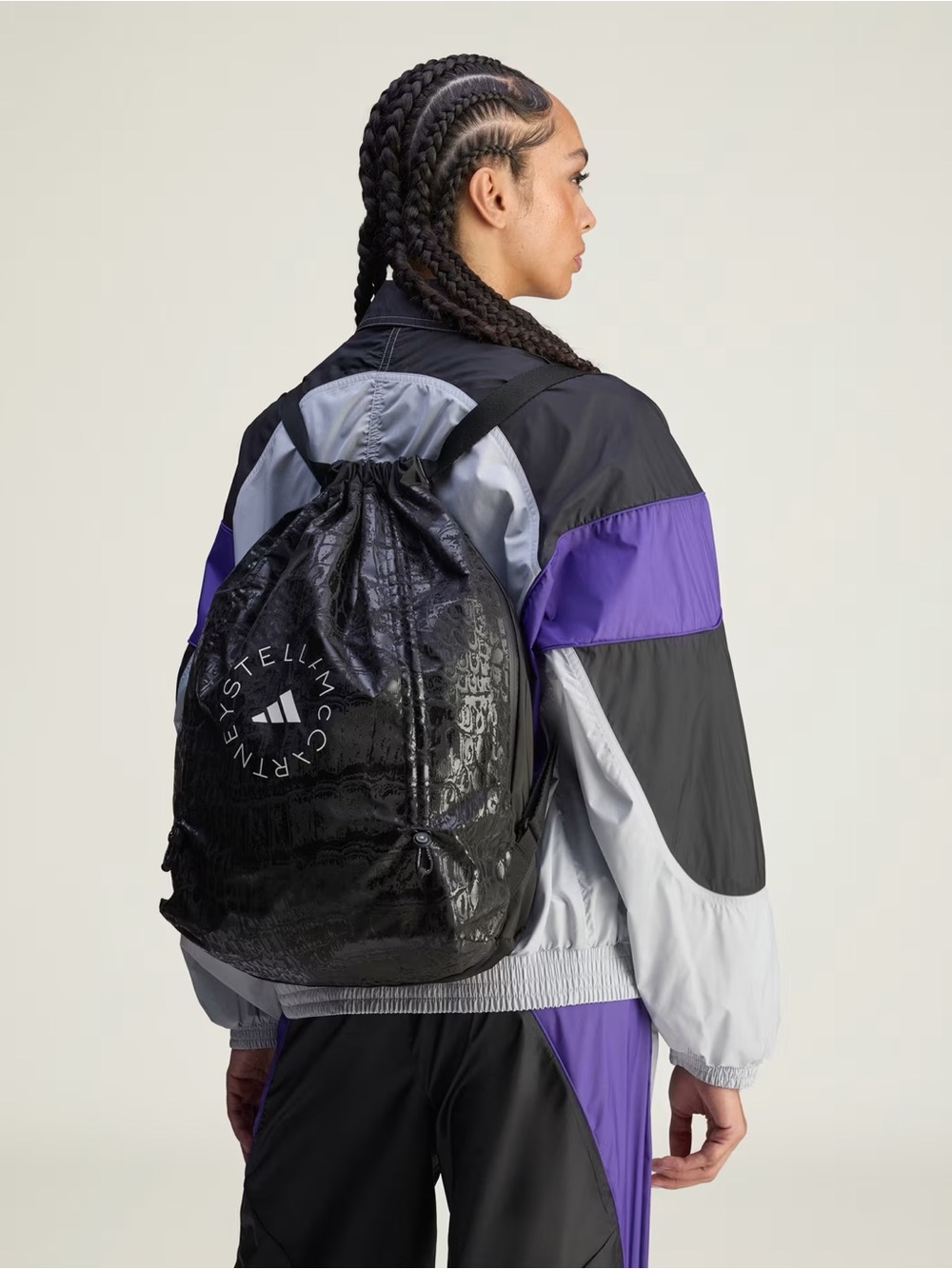 Adidas by Stella McCartney Gym Sack in Black Croc Shine